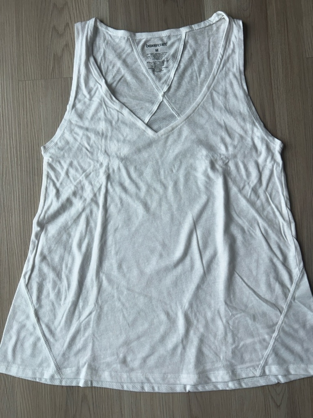 Boxercraft Women's White V-Neck Tank Top M NWT Sporty Athletic Workout Basic